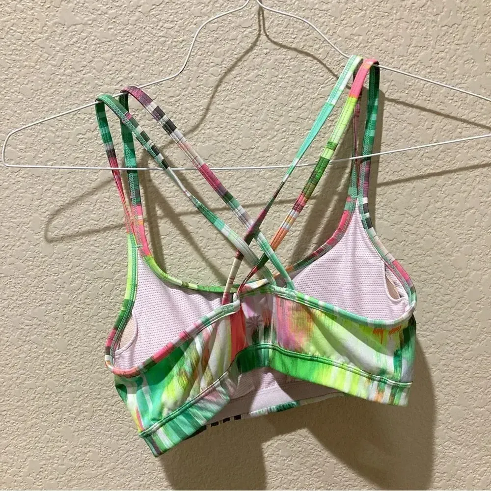 ATHLETA Wailea Sports Bra Full Focus Green Print Strappy Swim Top Size XS - Image 5