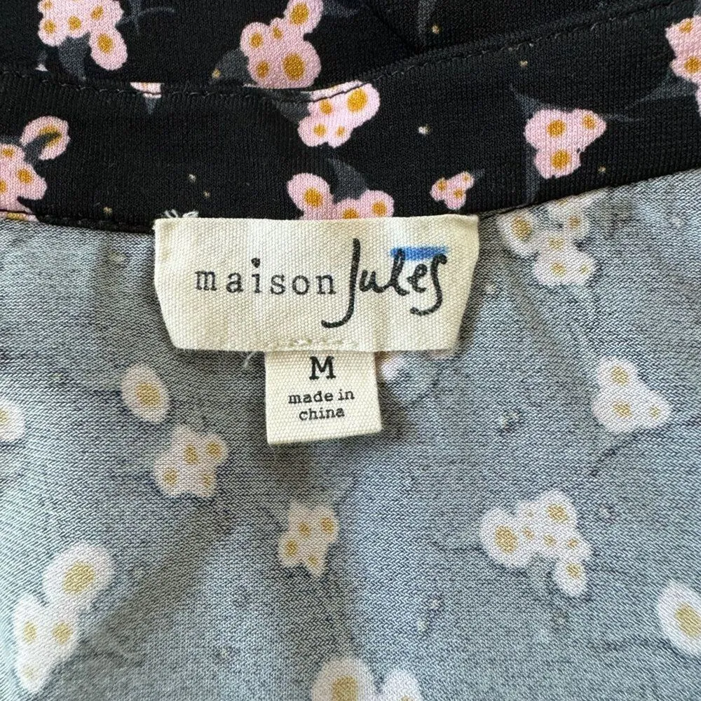 Maison Jules Black Floral Print Long Sleeve Dress - Image 6