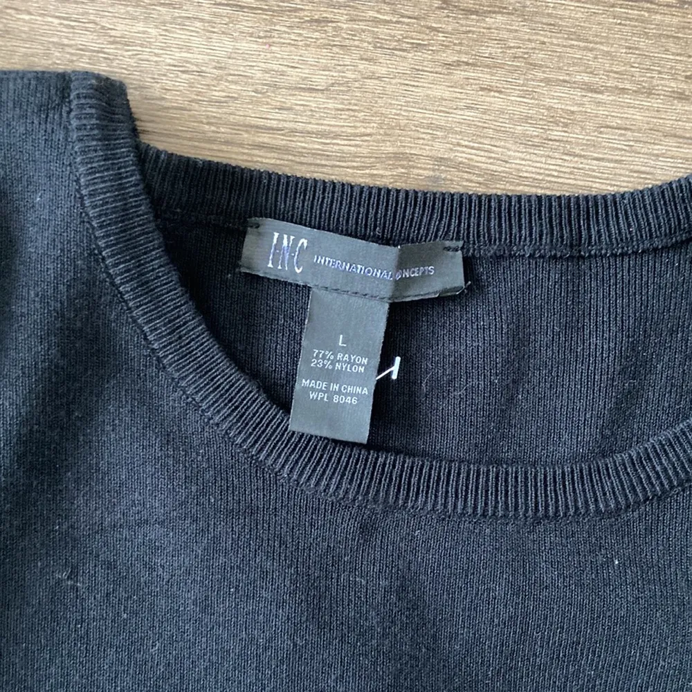 INC International Concepts| Black Cold Shoulder Sweater Dress w/Ruffle sz Large - Image 3