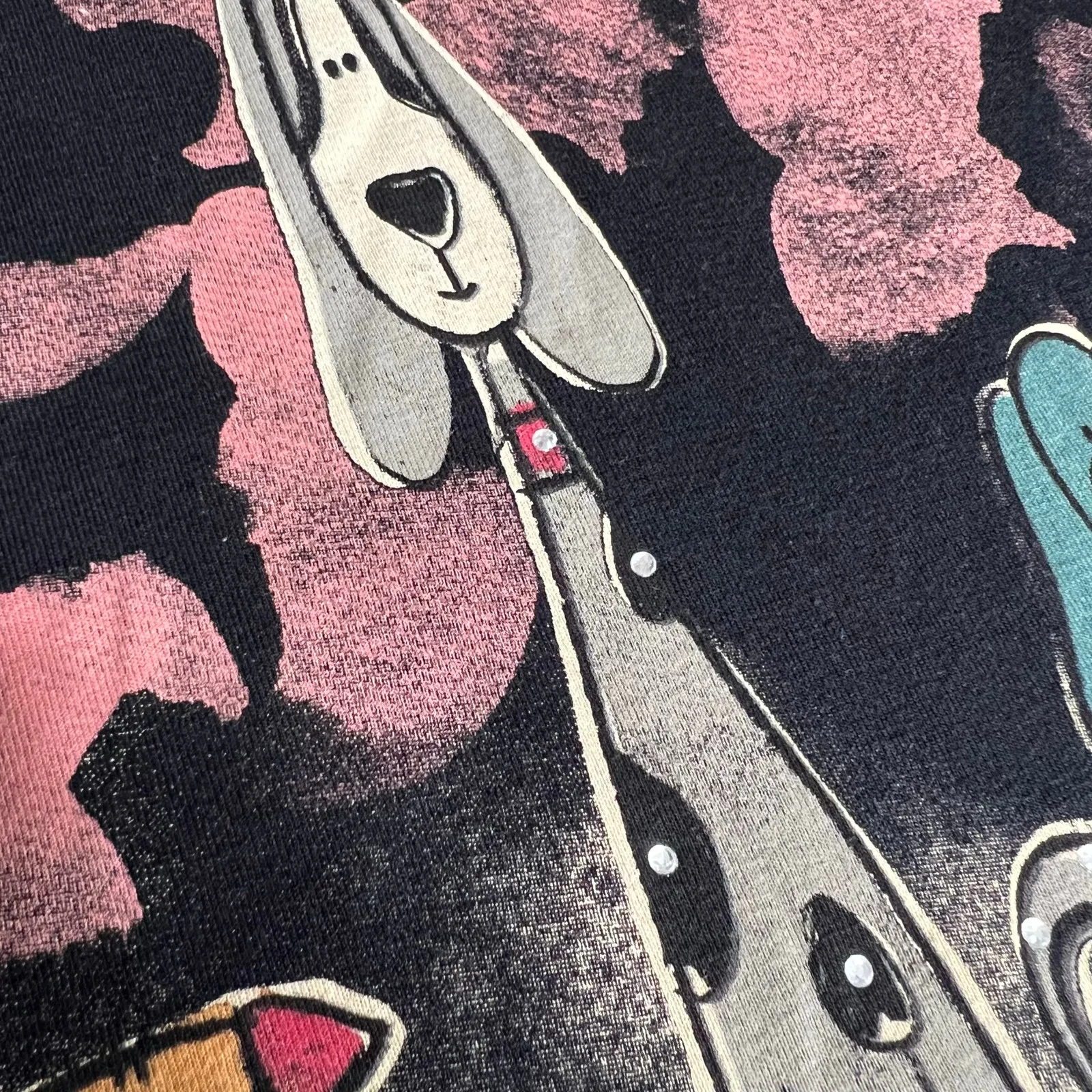 Jess & Jane Womens Bow Wow Dog Theme TShirt Top Long Sleeve Rhinestone Black Lrg Size L - Image 7