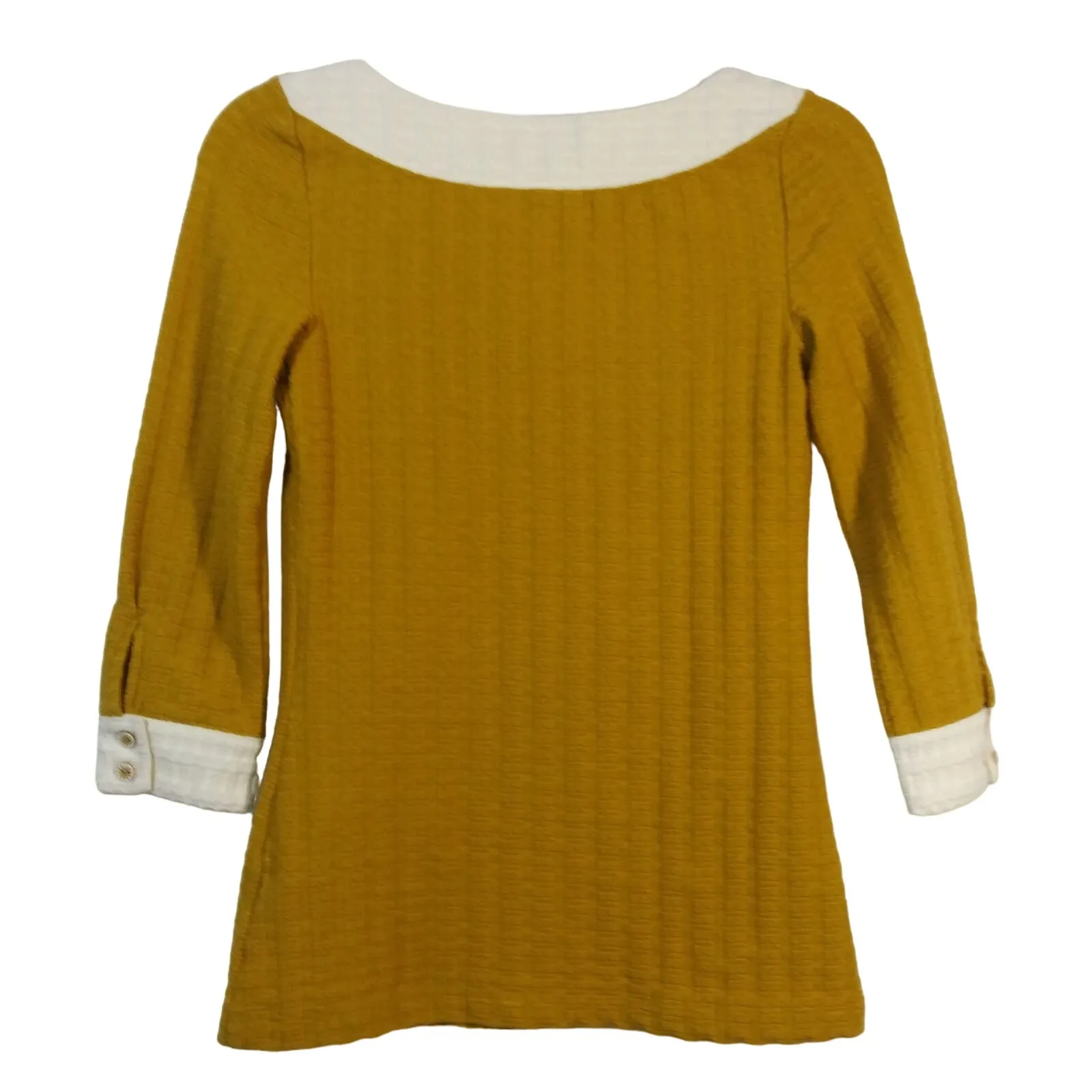 Anthropologie Pilcro Yellow Ribboned Collar Top Preppy Tv Size S - Image 2