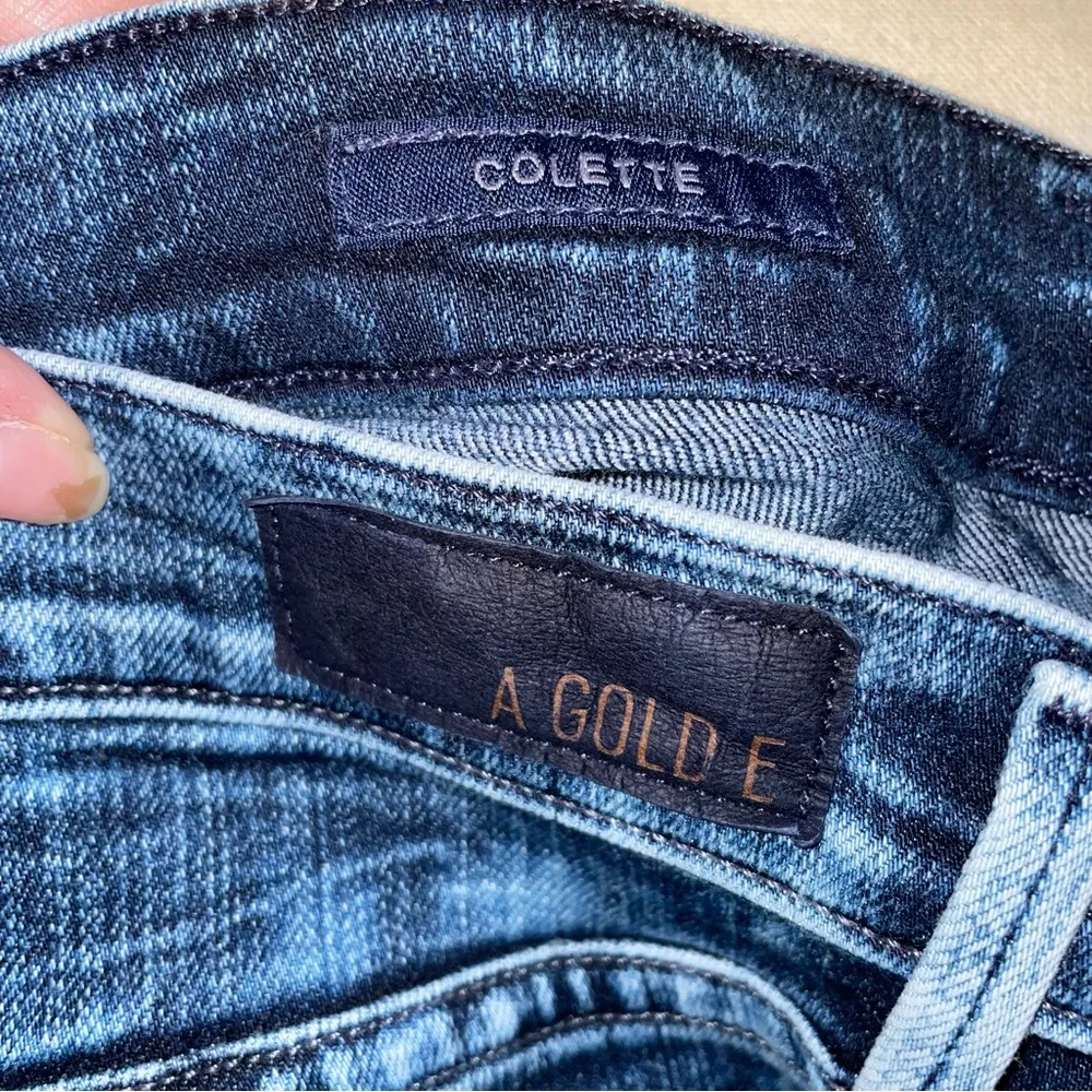 AGOLDE Distressed Dark Wash Colette Skinny Jeans Size 27 - Image 3