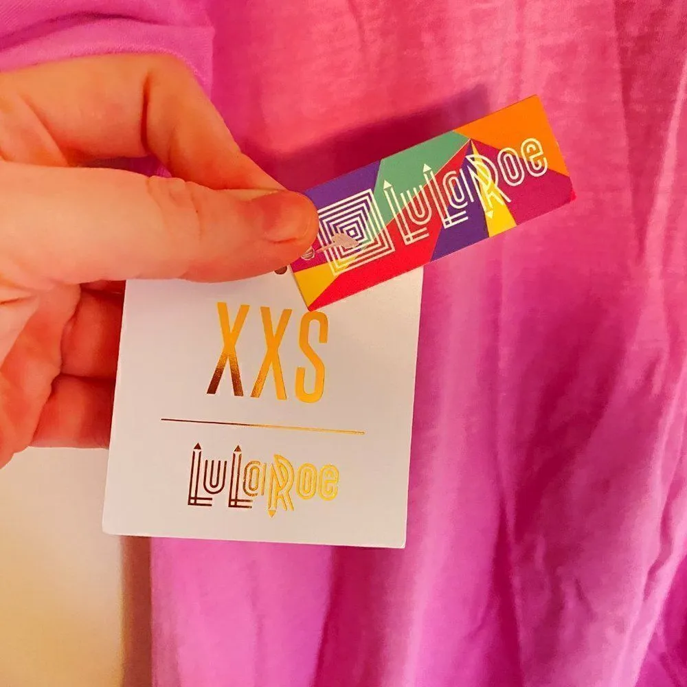 NWT Lularoe Pink Scoop Neck Short Sleeve T-Shirt Size XXS - Image 5