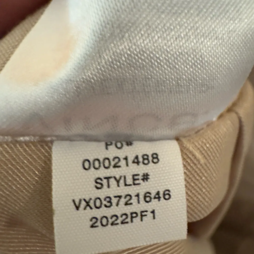 New VINCE Inverted Pleated A-line Shorts Tan Linen Blend Button Detail size 12 - Image 13