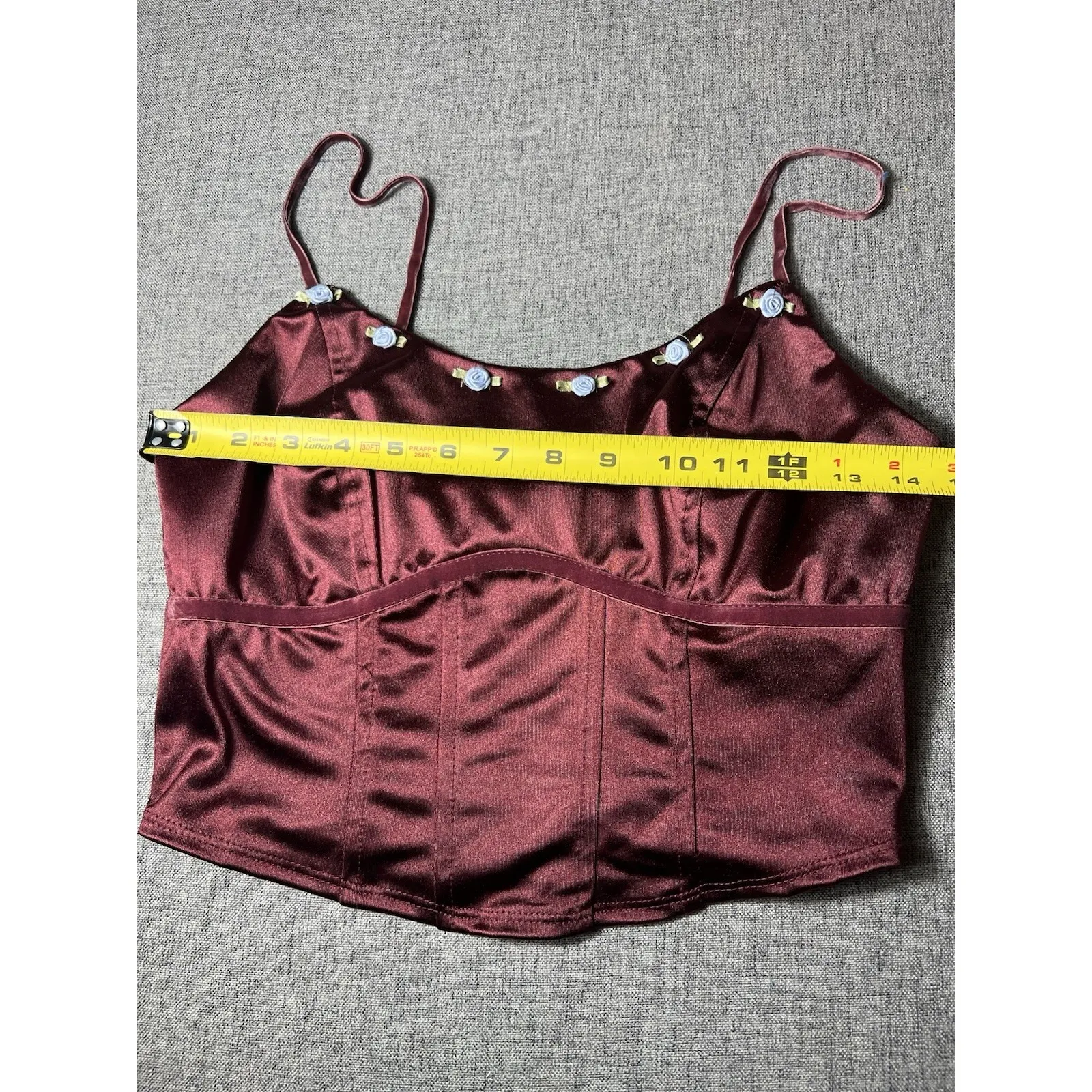Wild Fable Women's Size S Rosette Satin Corset‎ Tank Top Burgundy - Image 5