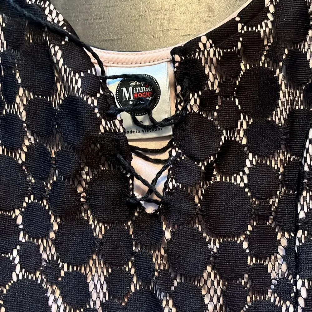 Minnie Rocks The Dots small pink/black mini dress. Sleeveless. GUC. - Image 4