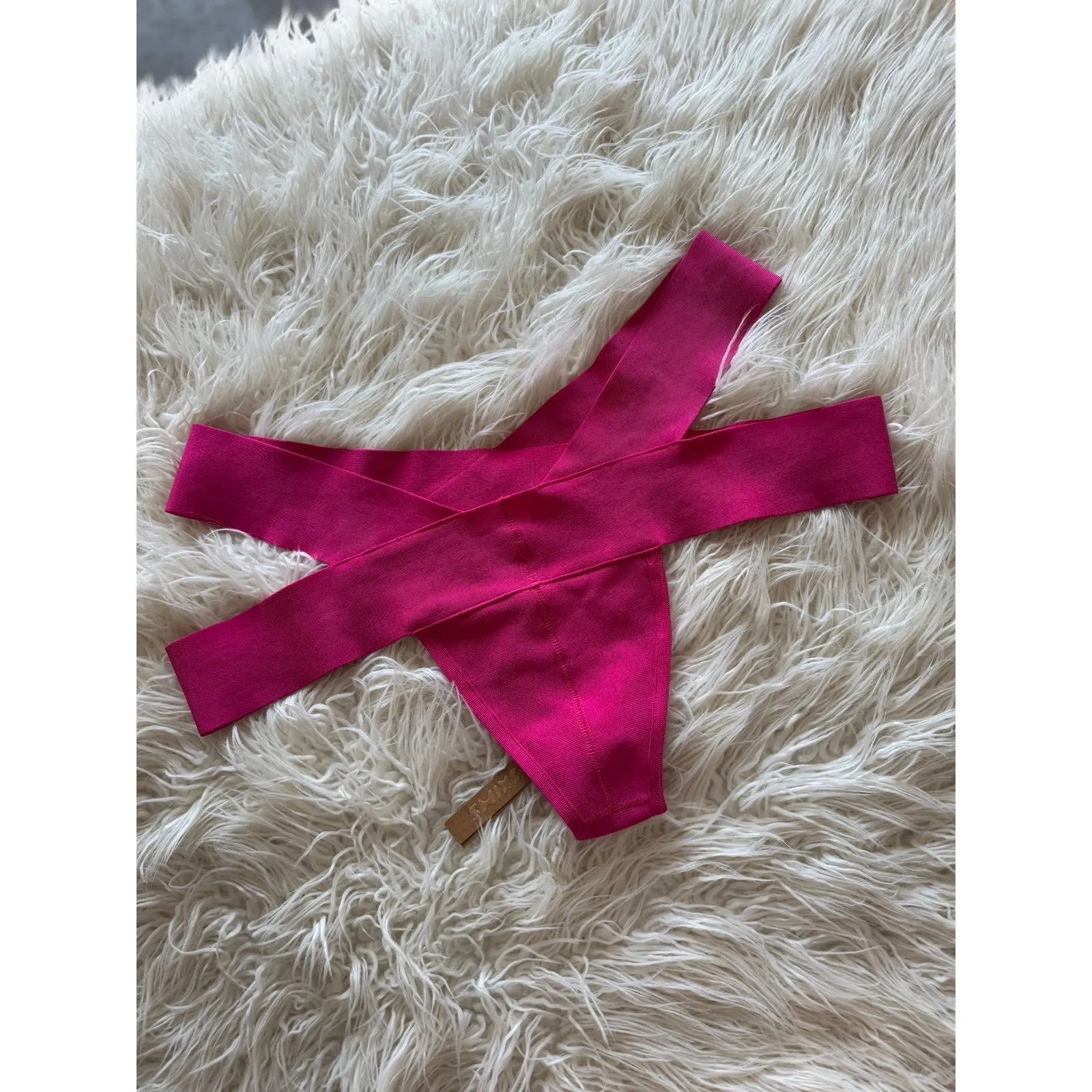 Skims Swim Knit Strappy Bikini Bottom Magenta Size 3X - Image 7