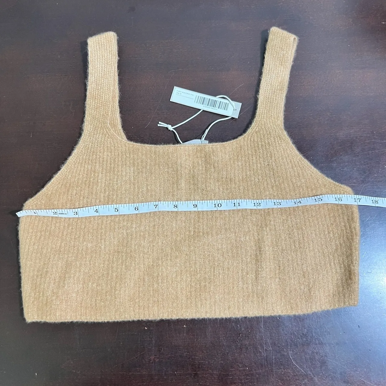 NWT Everlane Wool Yak Blend Crop Tank Top Camel Beige Ribbed Knit XL - Image 8