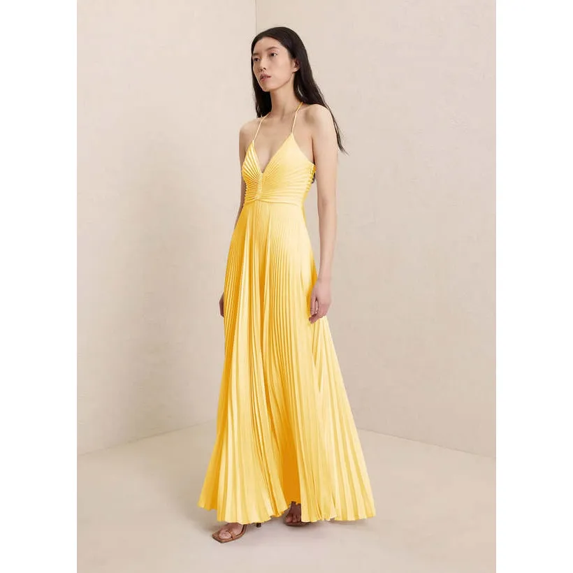 A.L.C. Aries Dress in pina yellow pleated maxi ALC size 4 - Image 12