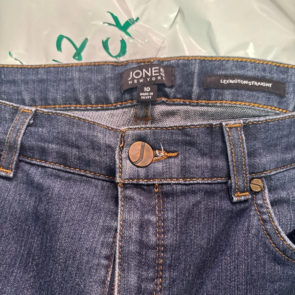 Jones New York Women’s Jeans Size 10 Lexington Straight Blue Denim Mid Rise Clas - Image 6