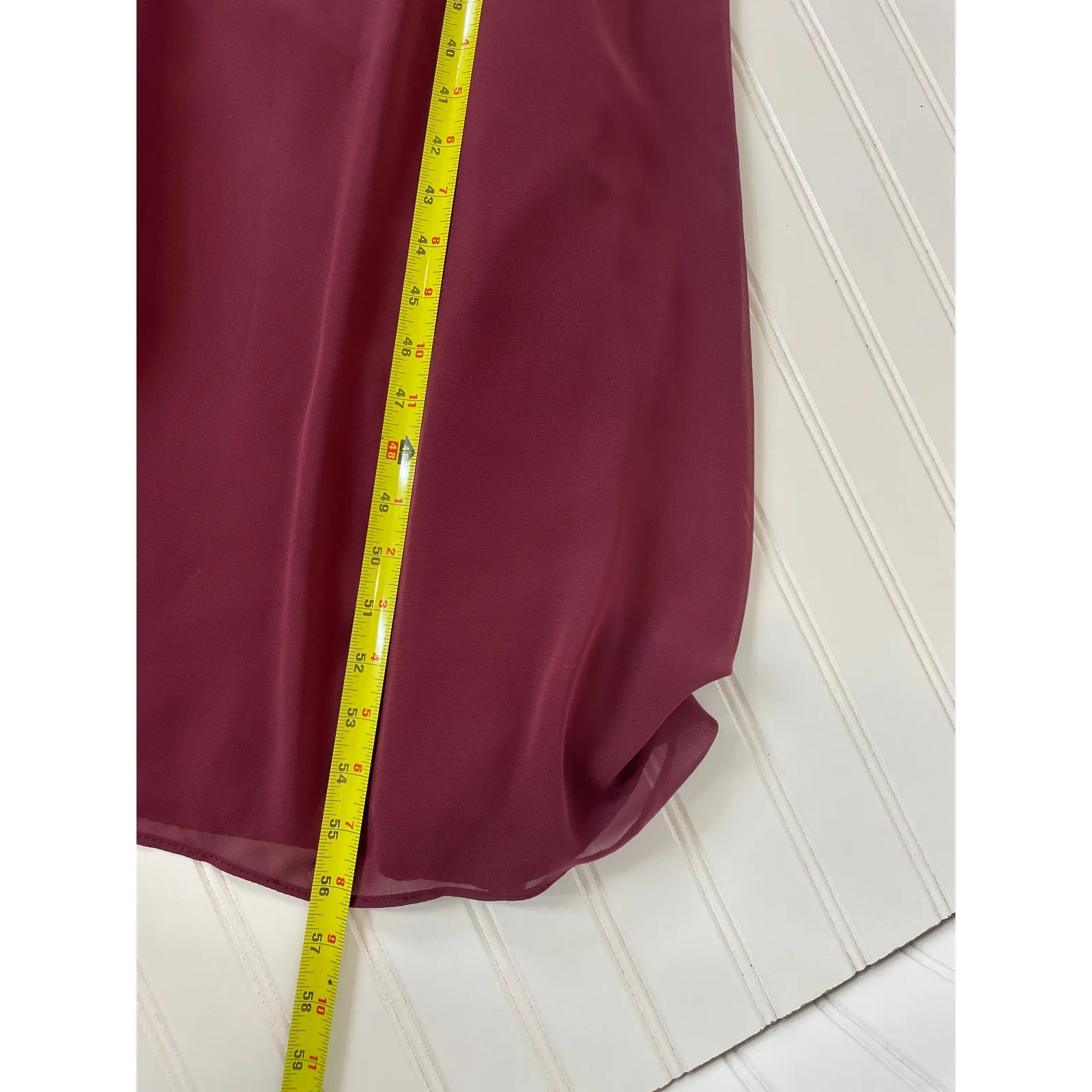 Jasmine B2 Bridal Burgundy V-Neck Pleated Chiffon Maxi Bridesmaid Dress Size 26 - Image 6