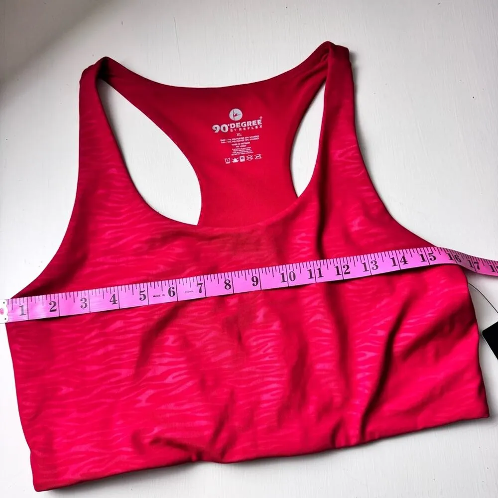 90 Degrees By Reflex Athletic Sporty Racerback Sports Bra Scorpio Zebra Red XL - Image 5
