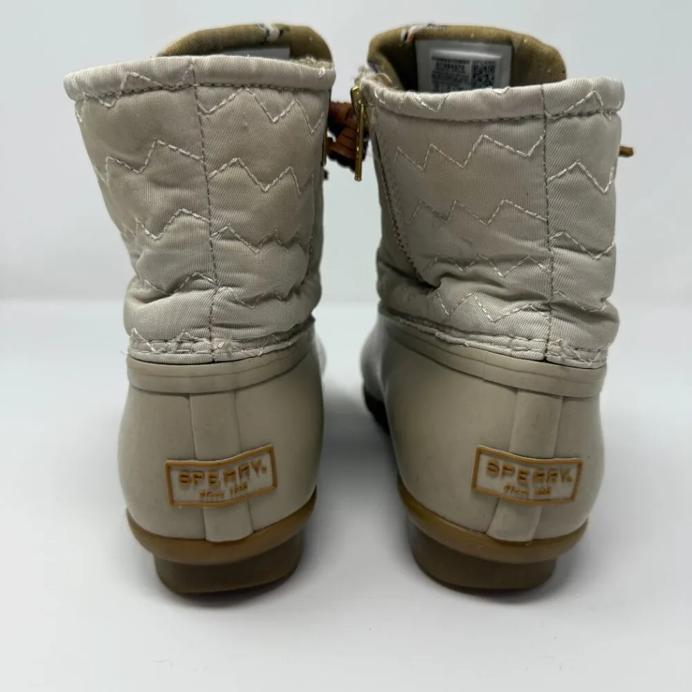 Sperry Saltwater Duck Boot Women's 7.5 Tan Quilted Outdoor Waterproof Minimalist - Image 9