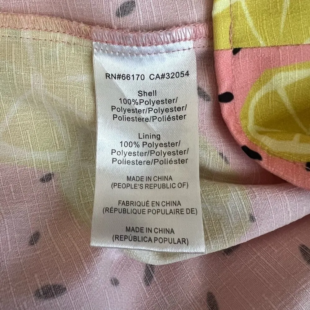 Anthropologie Hutch Women’s Lemon Fruit Pink Overalls Shortalls Romper Jumpsuit - Image 10