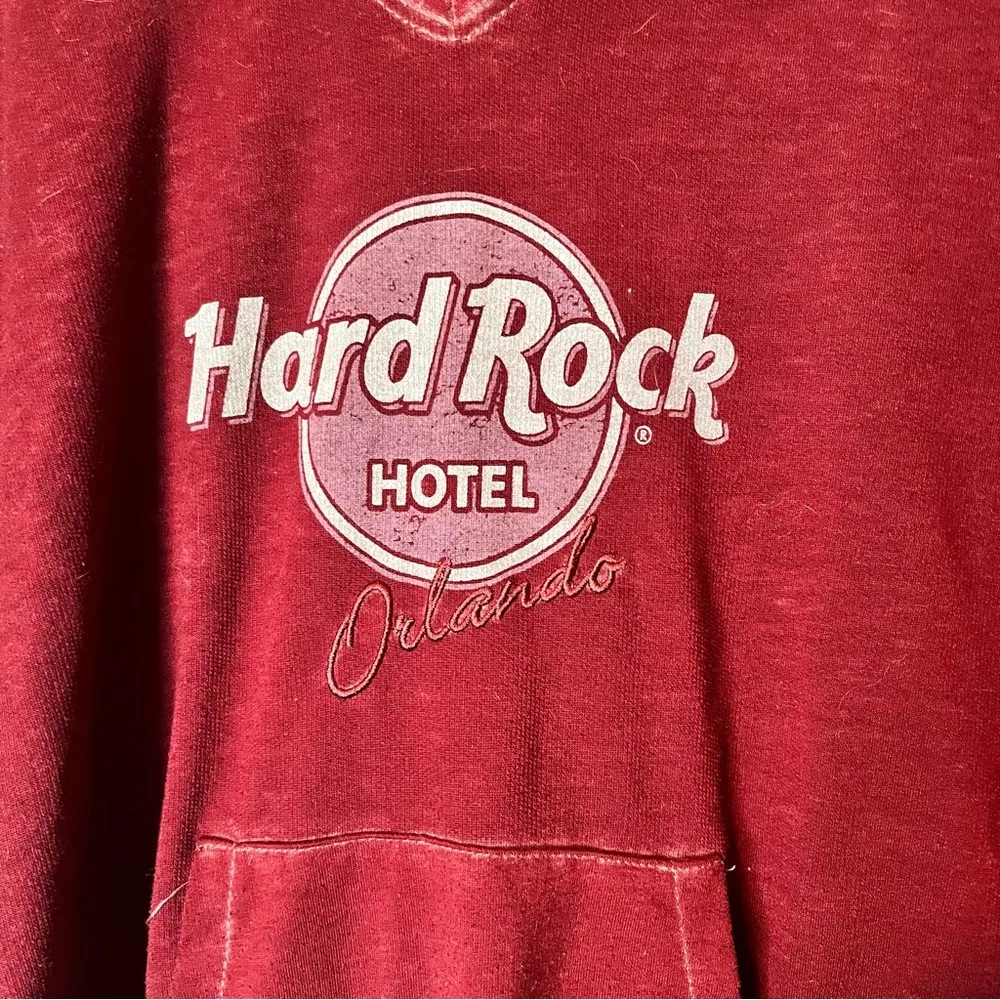 Hard Rock Orlando Burgundy Relaxed Hoodie - Image 2