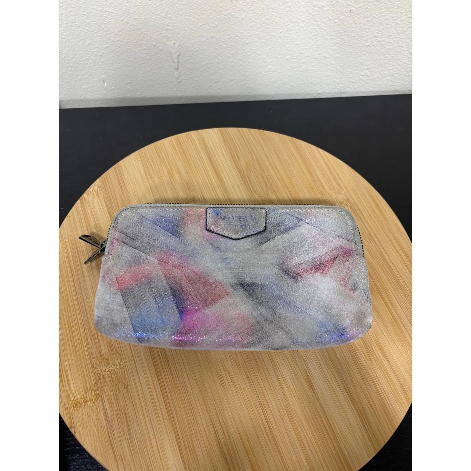 Aimee Kestenberg Double Zip Around Wallet Rainbow Watercolor Print Sparkle - Image 2