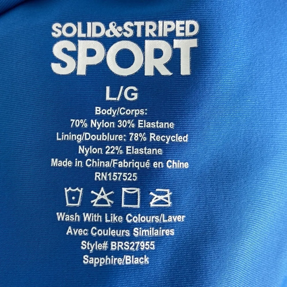 SOLID & STRIPED SPORT Freestyle Deep V Elastic Band Bra in Sapphire/Black Size L - Image 8