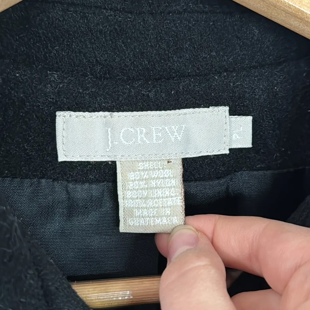 J.Crew black wool blend zippered shacket overshirt coat size L petite - Image 10