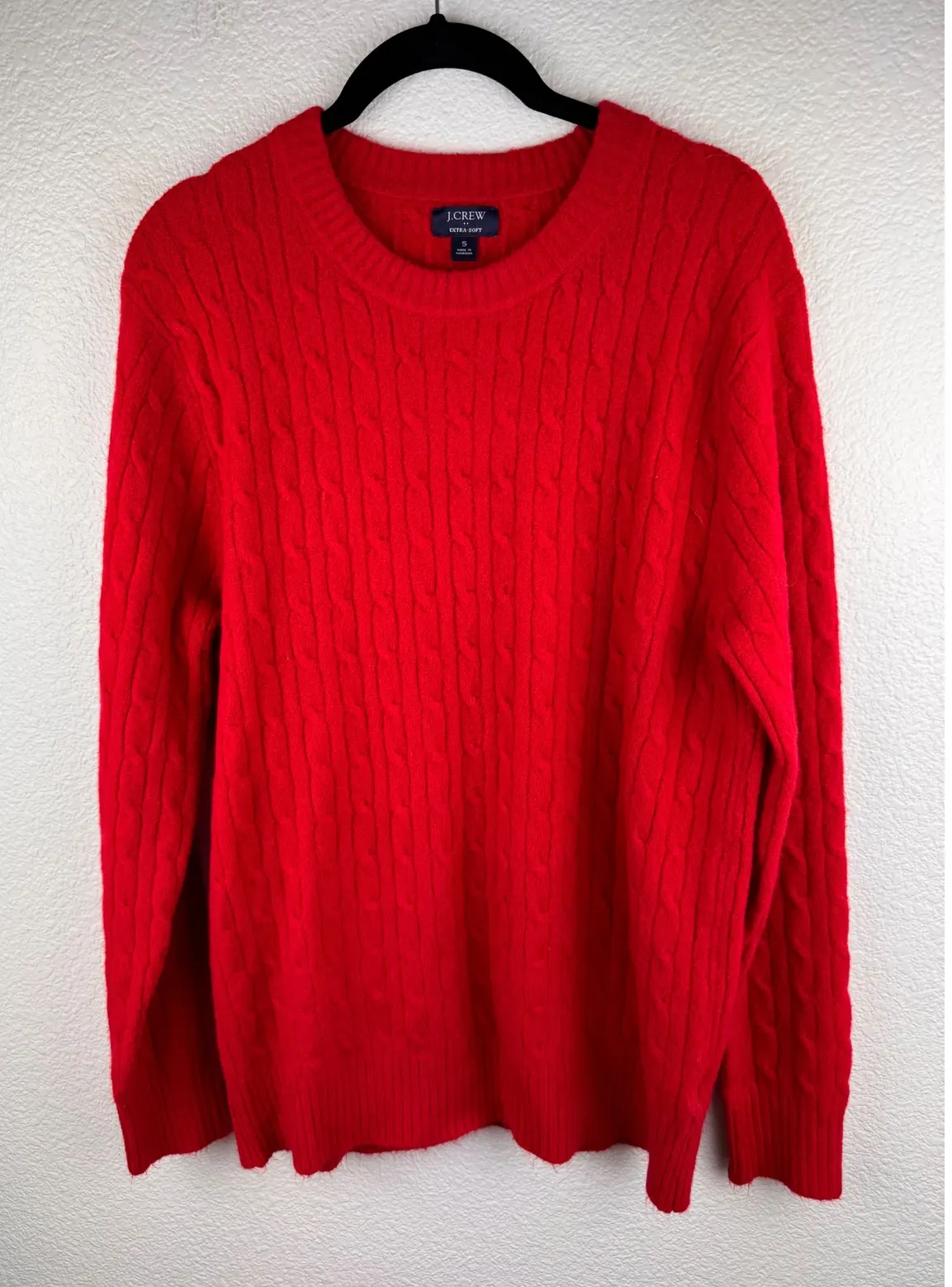J Crew Cable Knit Wool Sweater Womens Size S Red Holiday Cozy Winter Classic Red - Image 1
