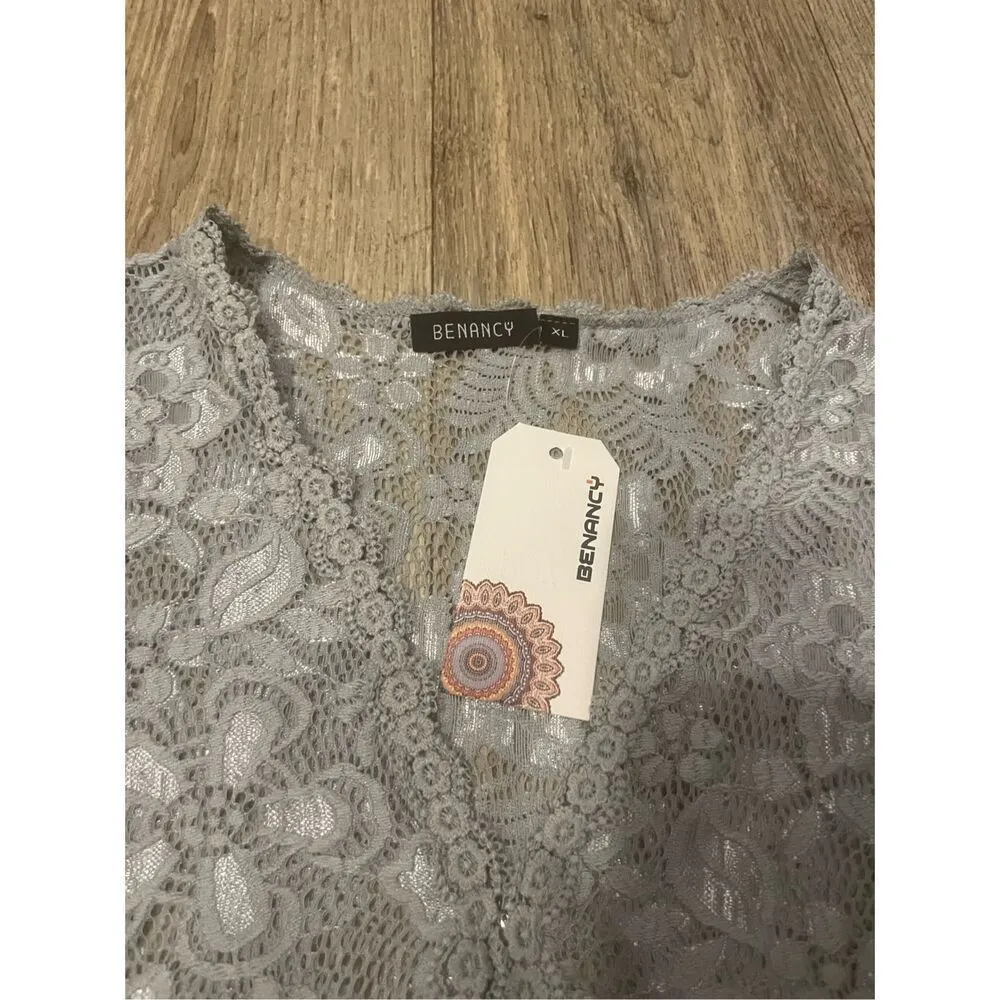 Benancy XL Grey Lacey Duster New Gray - Image 2