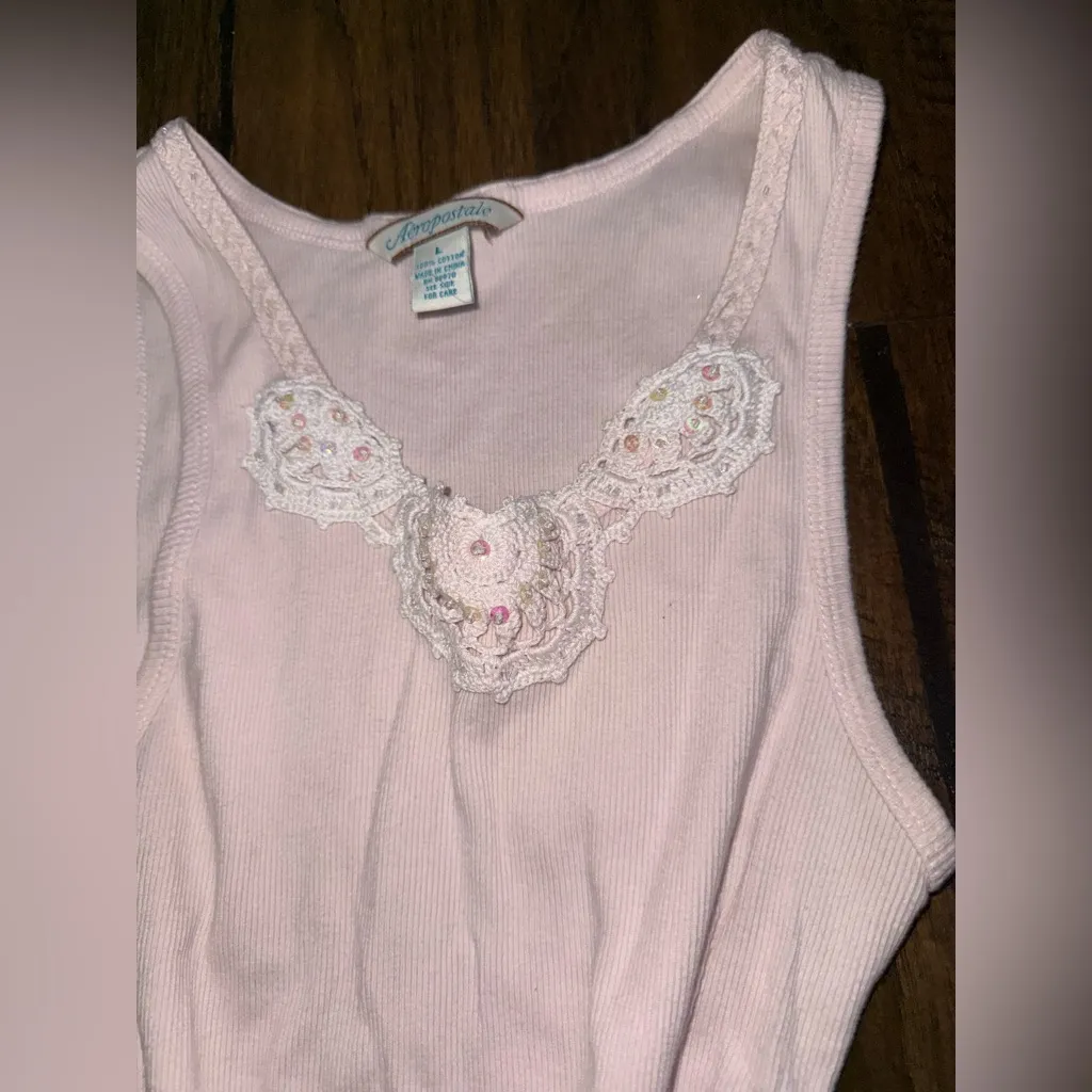 Super Rare Vintage Aeropostale Tank Top Baby Pink Size Large - Image 2