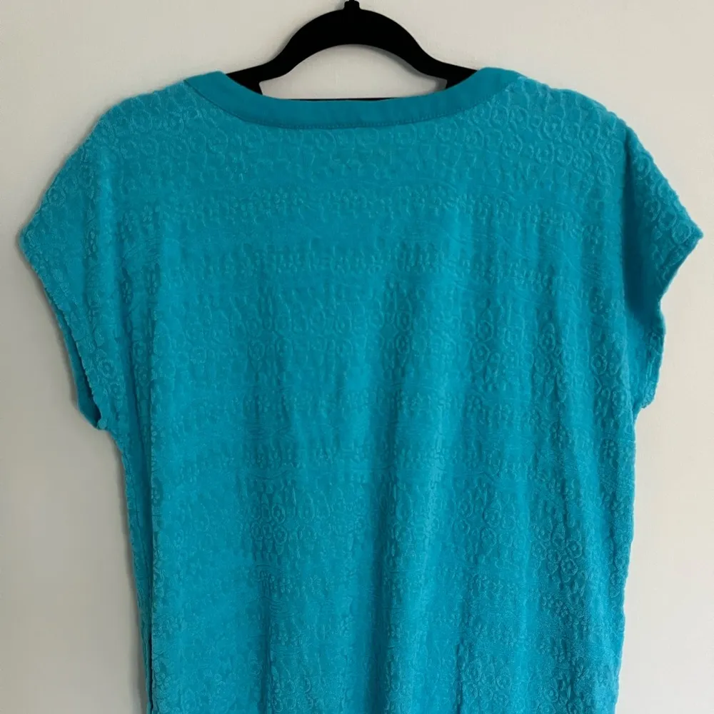 Vintage Women's Teal Stan Herman Chenille Robe Bathing Suit Cover Up Size L Blue Size L - Image 9