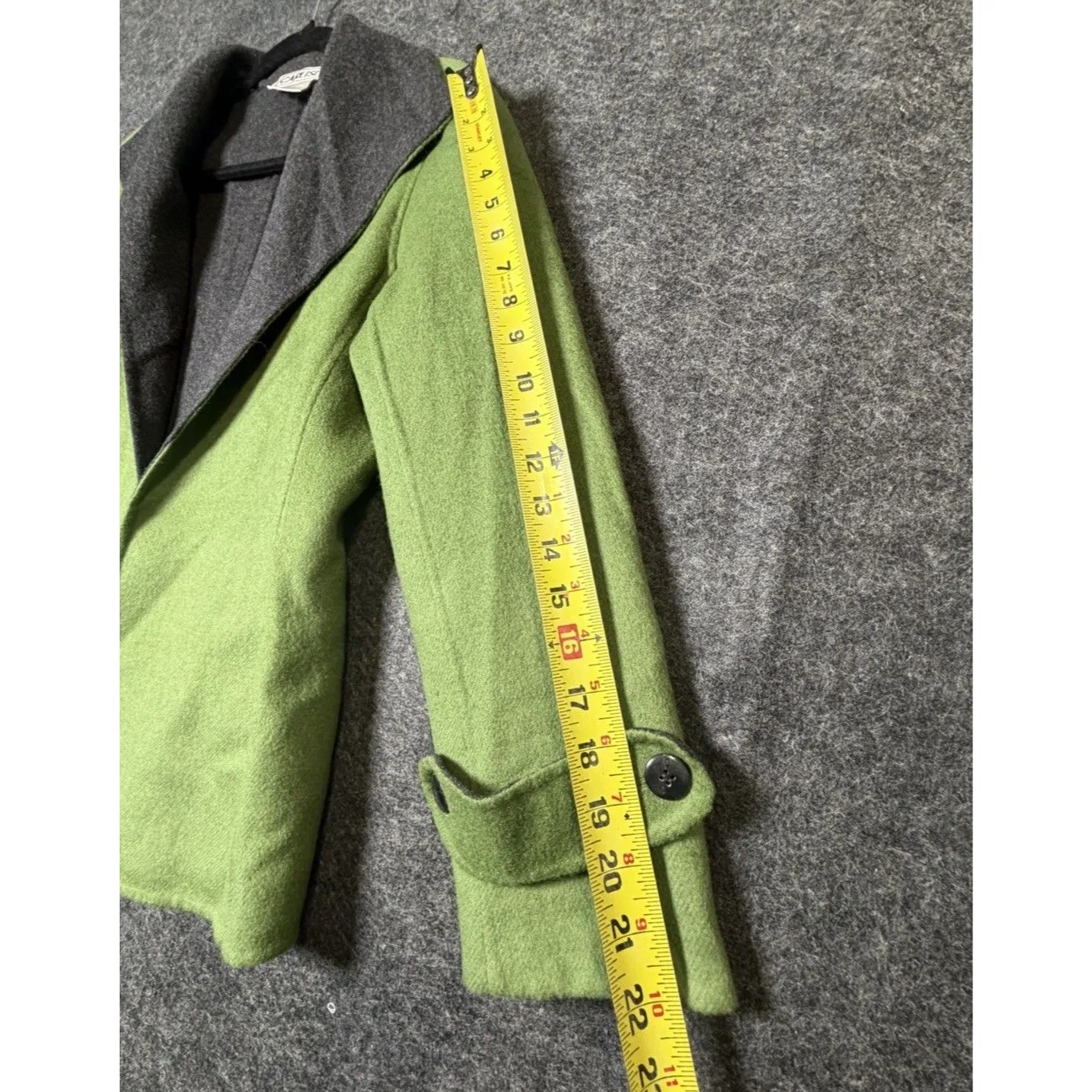 Carlisle 100% Wool Jacket/Coat - Lime Green with Dark Gray - Women's US Size 6 - Image 5