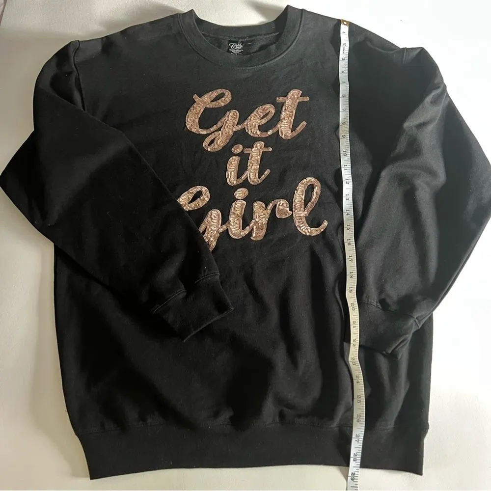 Cold Crush Women’s Crewneck Long Sleeve Gray and Gold Graphic Sweatshirt Sz L - Image 6