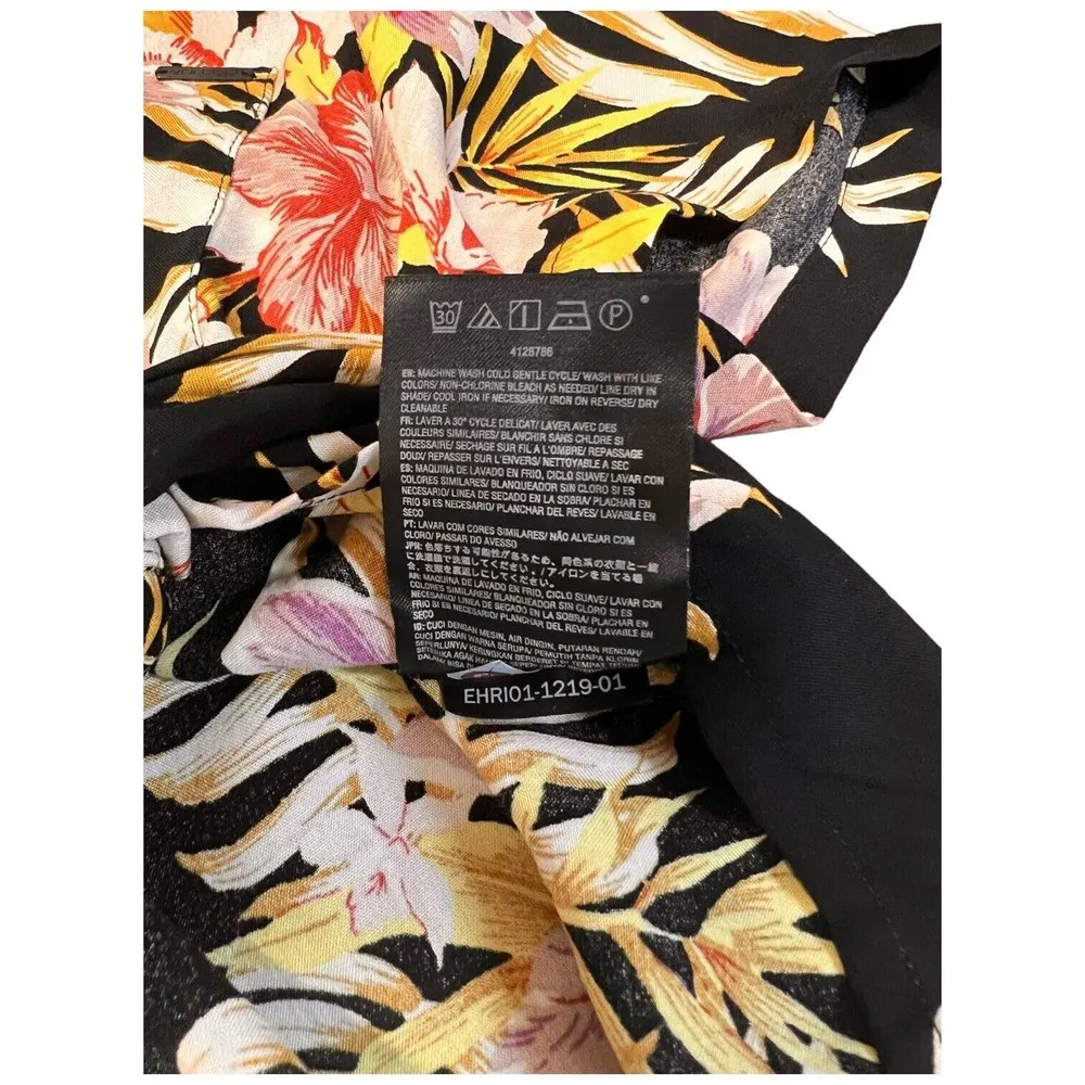 New Volcom Gen Wow Womens Cropped Tropical Floral Shirt Black XS - Image 7