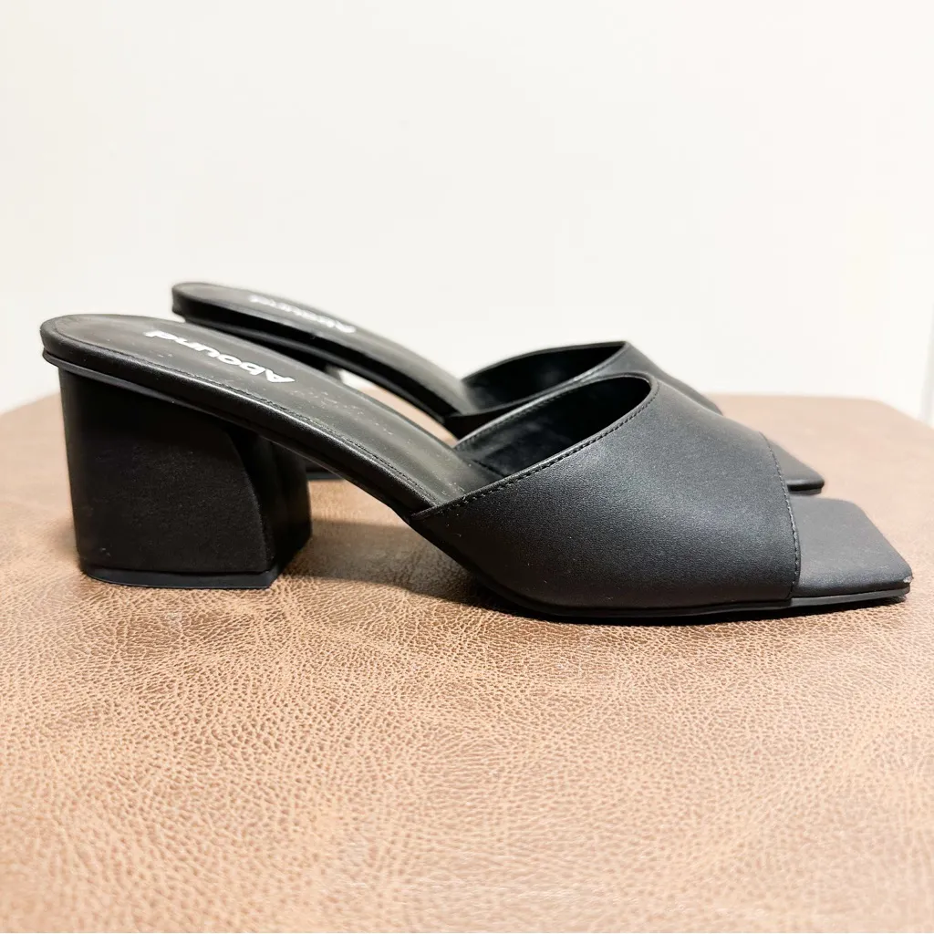 NEW Abound Erica Block Heel Square Toe Slide Sandals Black sz 8 - Image 4