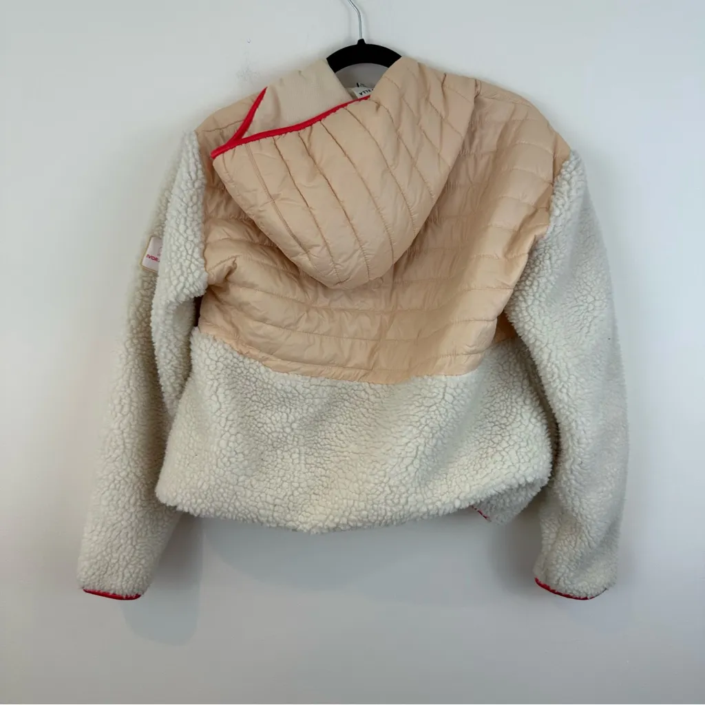 Ivory Ella Cream and Tan Teddy Half Zip Jacket Size Small - Image 6
