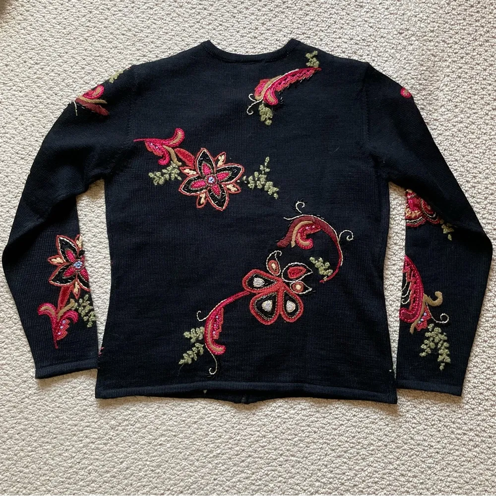 Vintage Talbots Beaded Zippered Cardigan Size Small - Image 5