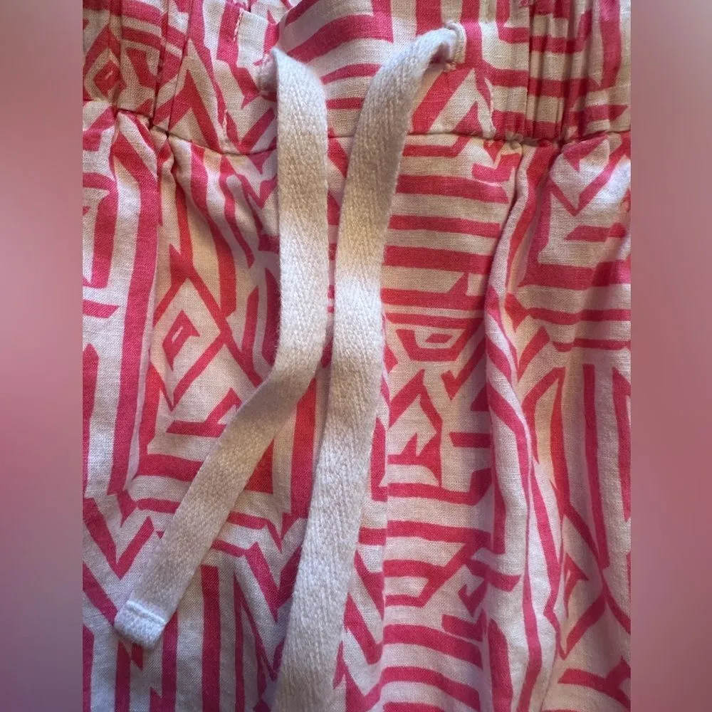 J Crew Pink White Linen Drawstring Skirt Size 0 lined - Image 11