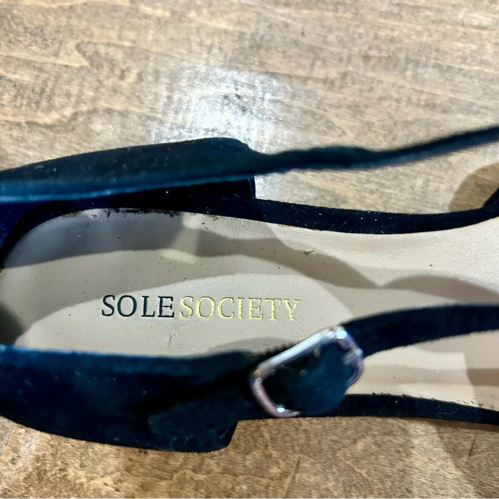 Sole Society Women’s Pointed Toe Suede T-Strap Flats Black Size 10 B EUC Girly - Image 6