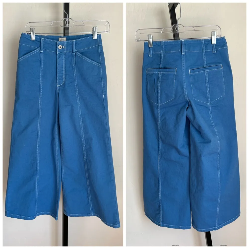 Anthropologie Maeve Delaney Crop Clean Seamed High Rise Wide Leg Jeans - Image 3