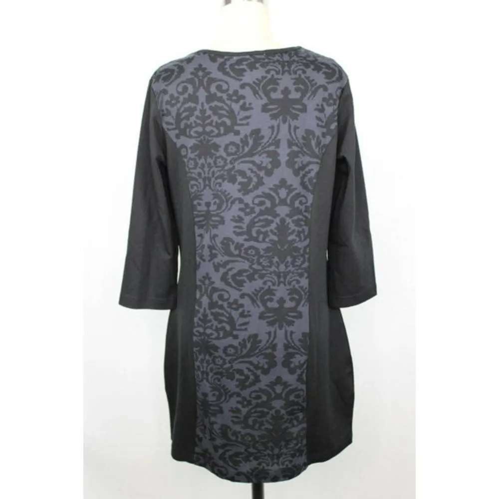 NWT! Papillon Damask Print 3/4 Sleeve Sweater Dress Black Size M - Image 5