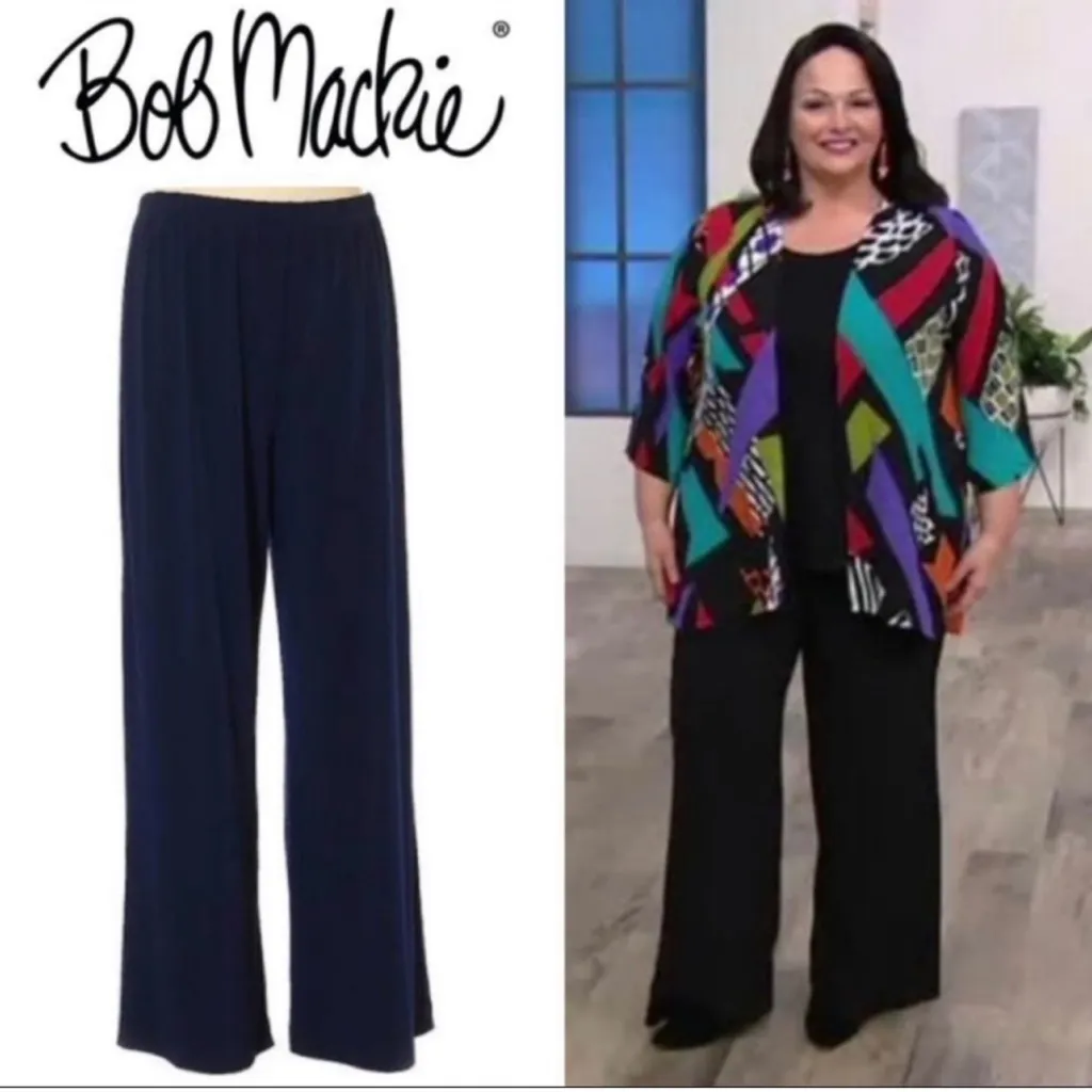 NWT Bob Mackie Wearable Art Flowy Pants Black Size 3XP - Image 2