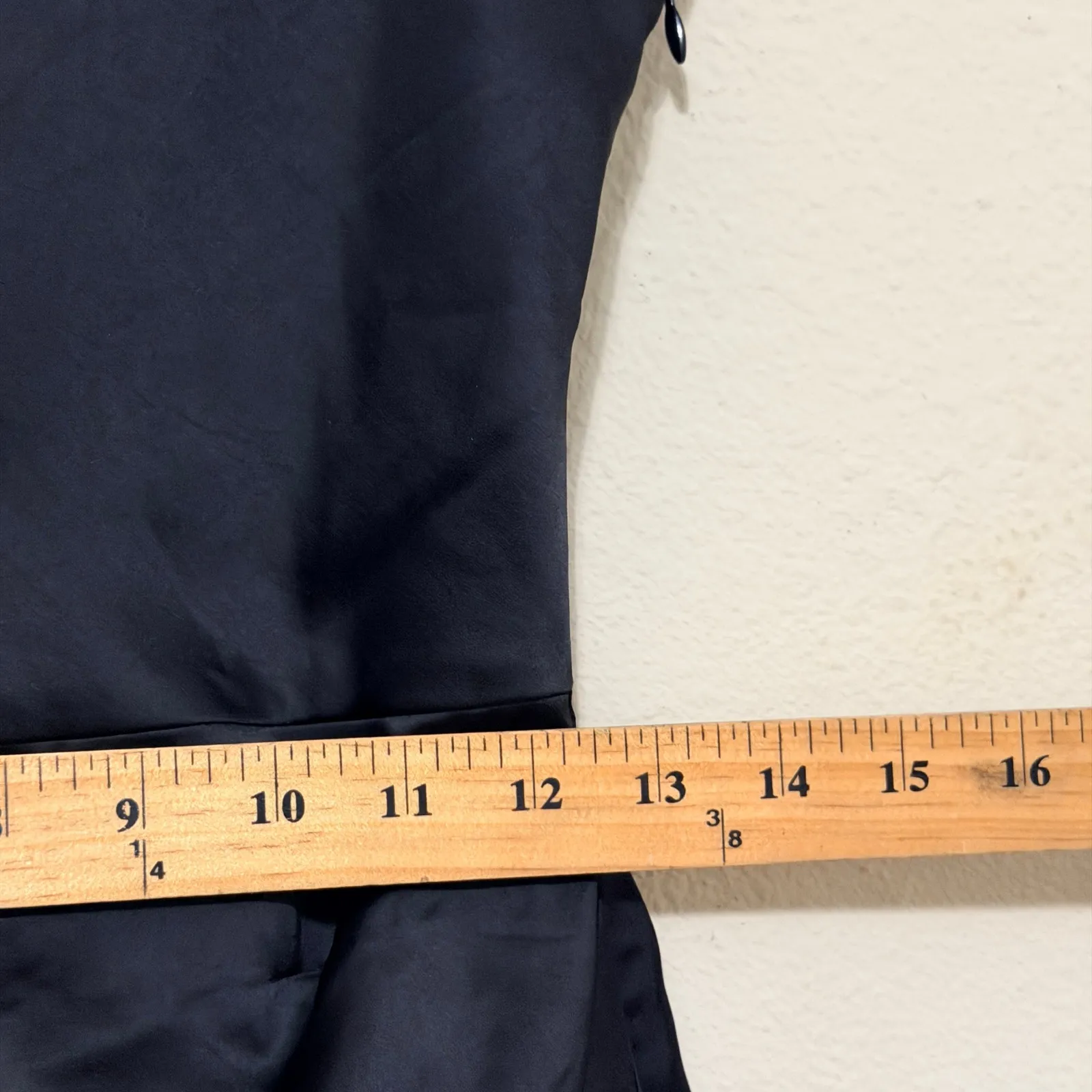 Open Edit Black Satin Slip Midi Dress Spaghetti Strap XS Surplice Ethereal Whims - Image 12