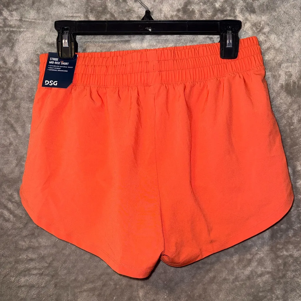 DSG Women's Stride Midrise Bright Orange Athletic Shorts SMALL NEW - Image 3