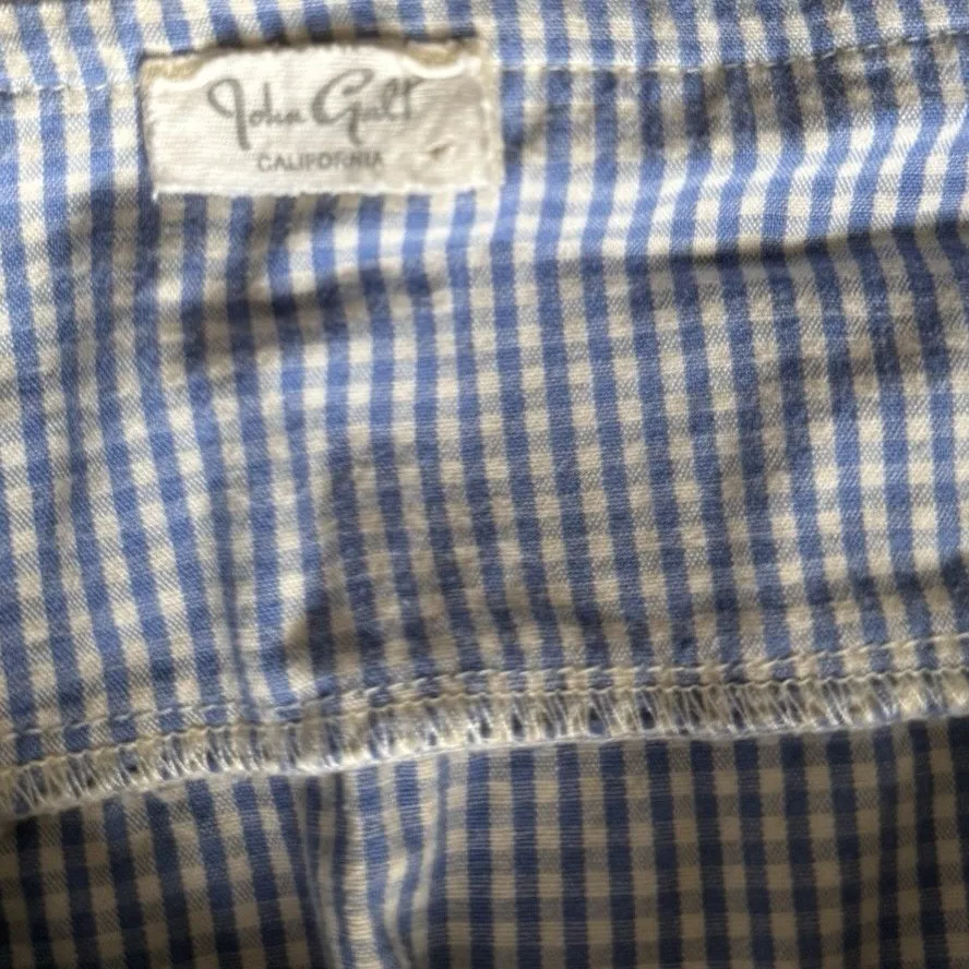 Blue White Gingham Crop Top Size S Spaghetti Strap Heart Neck Tie Back Y2K Cute - Image 3