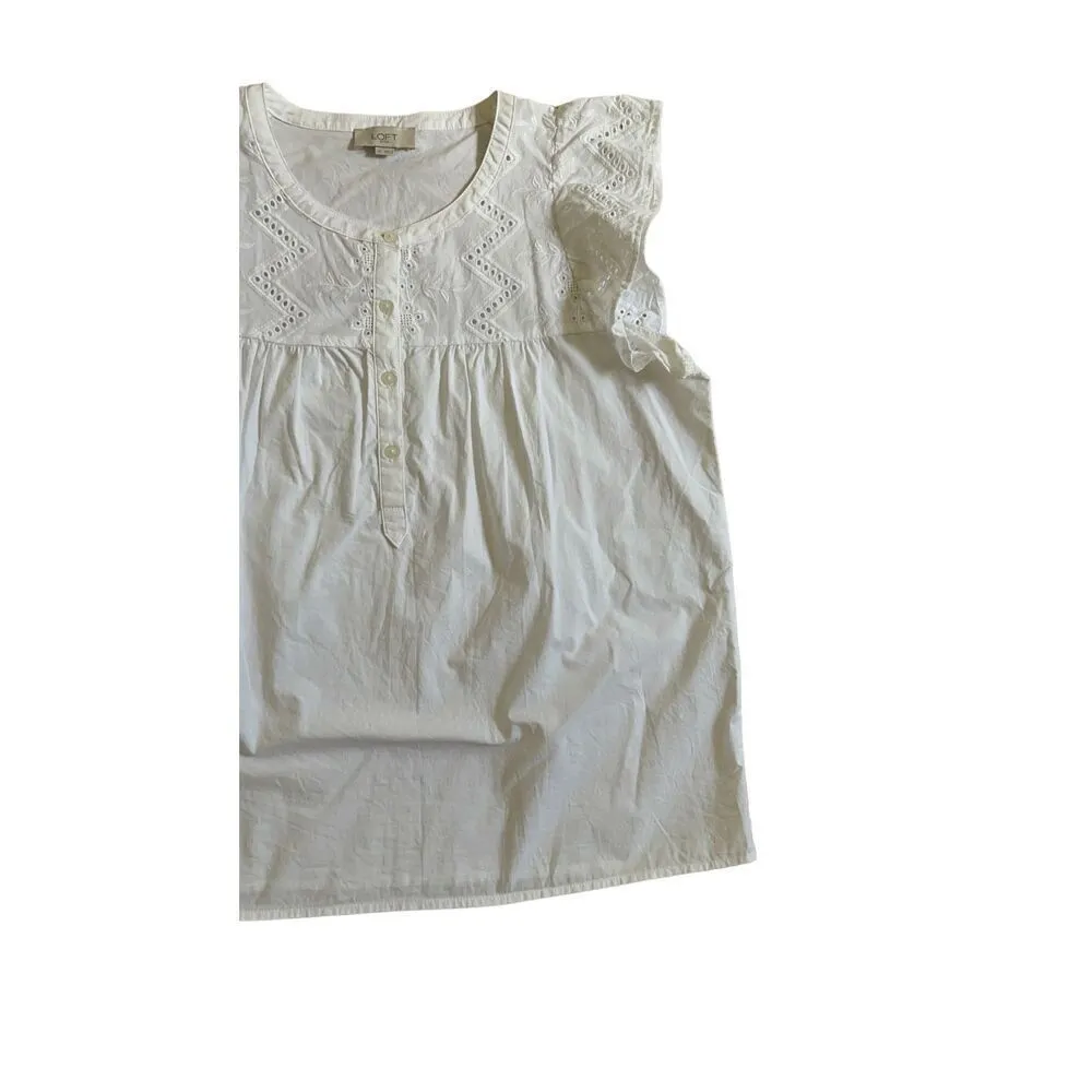 LOFT Anne Taylor white blouse size M - Image 3