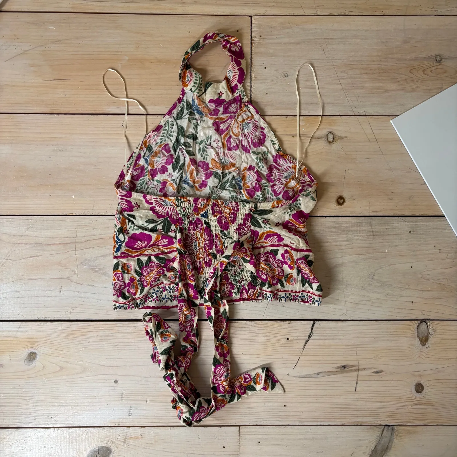 Nicole Miller Artelier NWOT Women's Boho Floral Halter Blouse Size XS Pink - Image 4