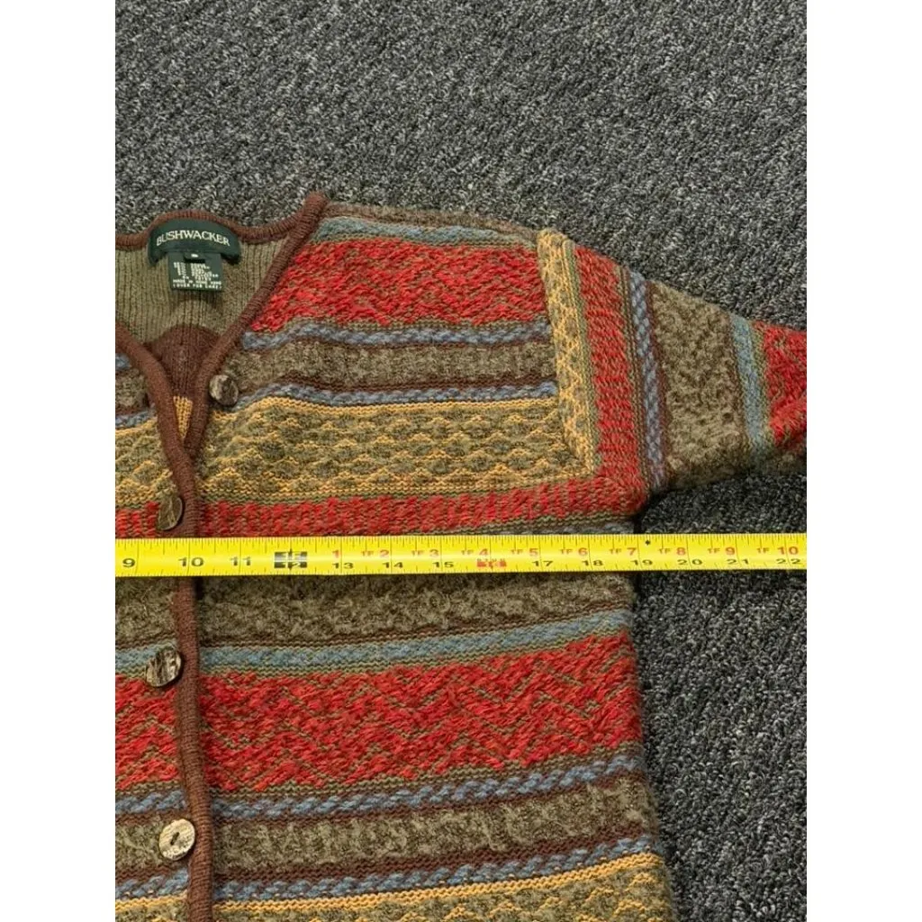 VTG Bushwacker Women Small Wool Blend Knit Cardigan Hippie Striped Autumn Boho Orange Size undefined - Image 7