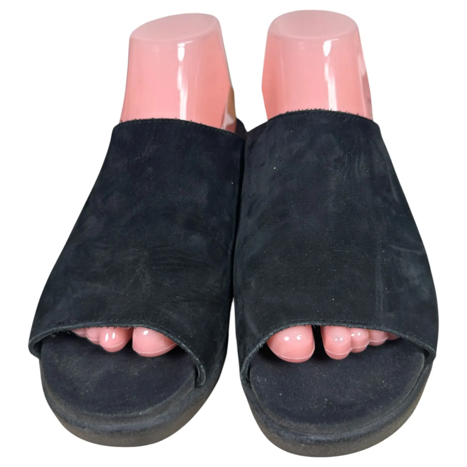 Mephisto Black Nubuck Suede Leather Wedge Mule Open Toe Sandals EU 39 US 9 - Image 3