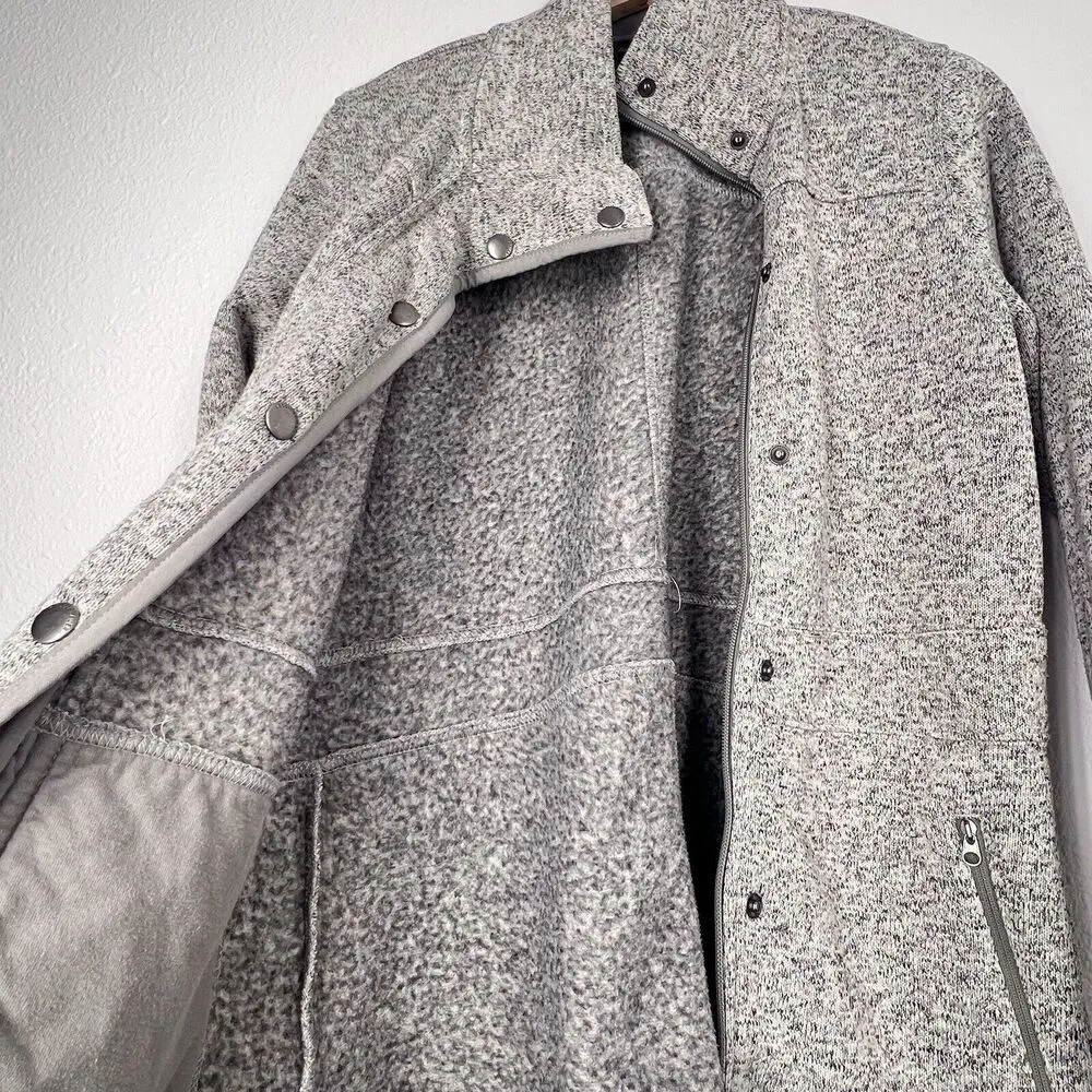 Eddie Bauer Jacket Women medium Gray Flannel Lined Soft shell Hiking Snap Down M - Image 7