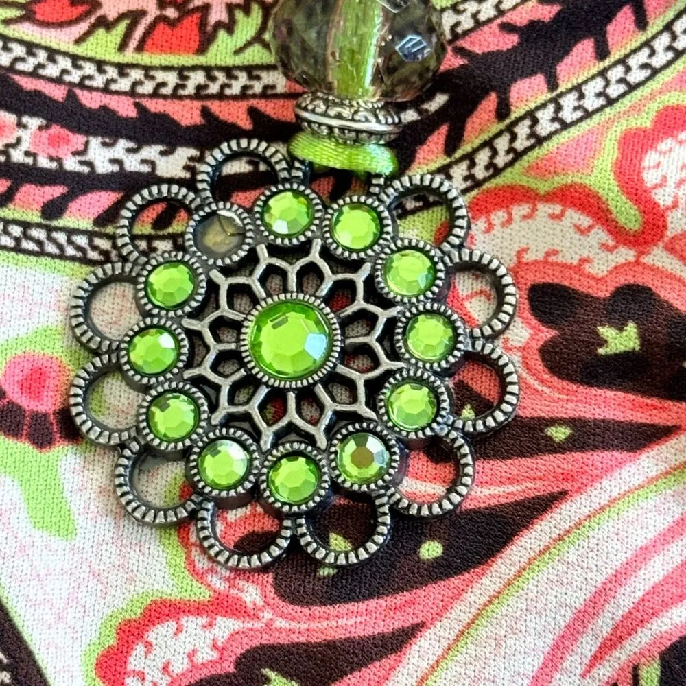 Vintage Fashion Bug Top Womens 3X 24 Y2K Boho Pink Paisley Asymmetrical Necklace - Image 10