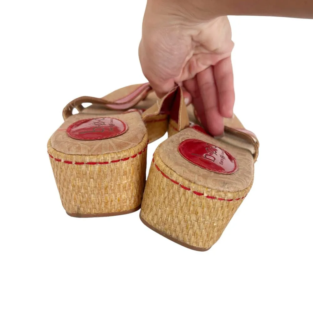BOC Red Patent Leather Cork Wedge Sandals Sz 10 - Image 7