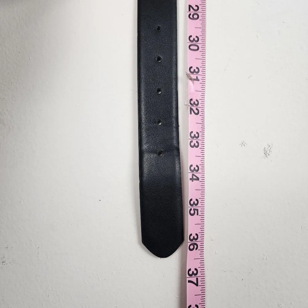 Steve Madden  Black Faux Leather Dress Belt Silver Color Buckle Size S - Image 7