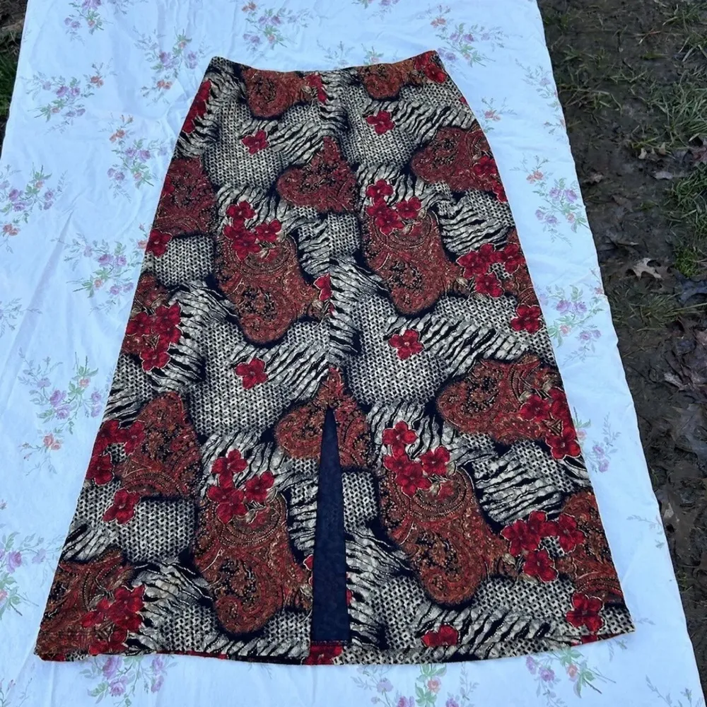 Notations‎ Skirt Petite Large Whimsy Fairy Y2k Floral Animal Print Gold Spring - Image 5