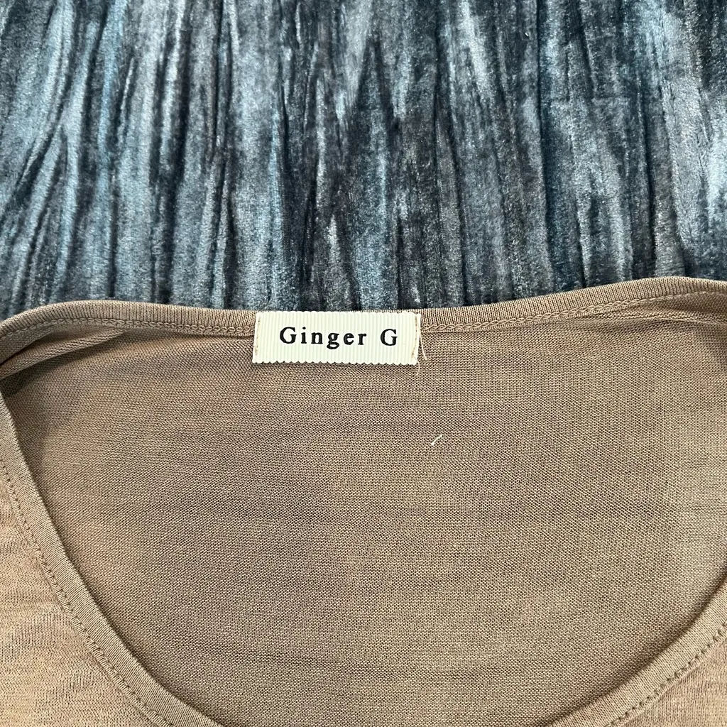 Ginger G Casual Tan Short Sleeve Top Size M - Image 2